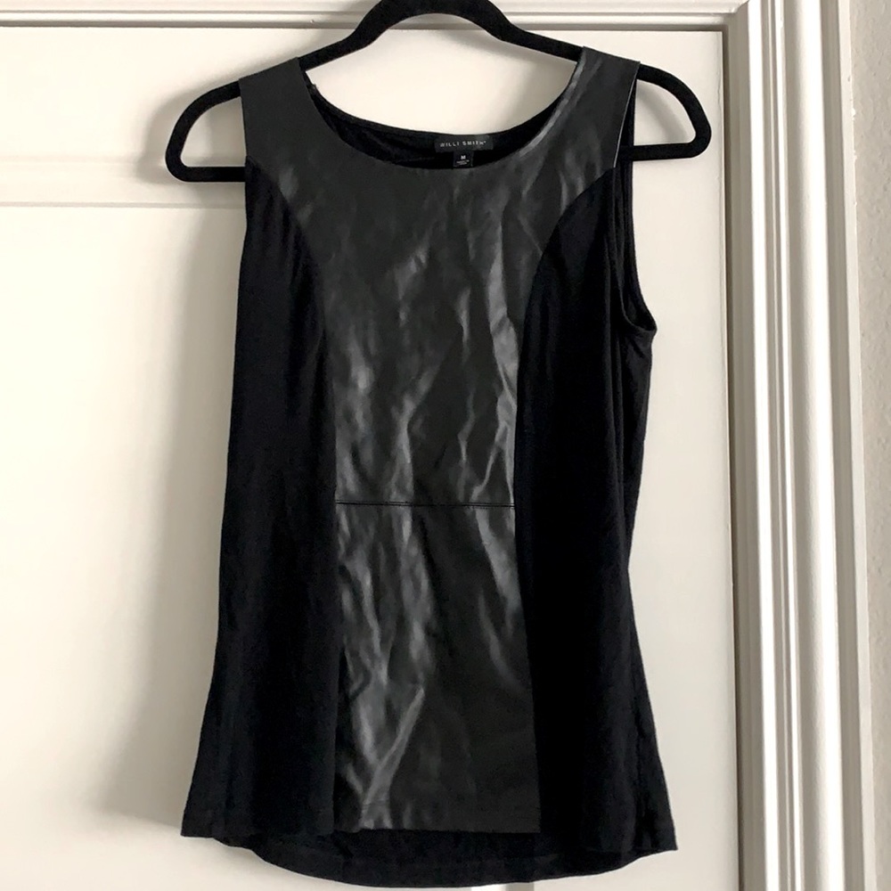 Willi Smith Black Faux Leather tank top